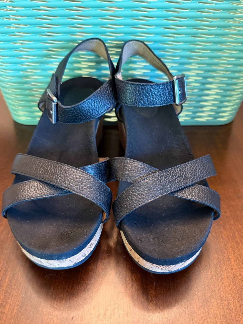 ABEO Nylah Wedge Sandals SZ 8N Color Black - Picture 5 of 10